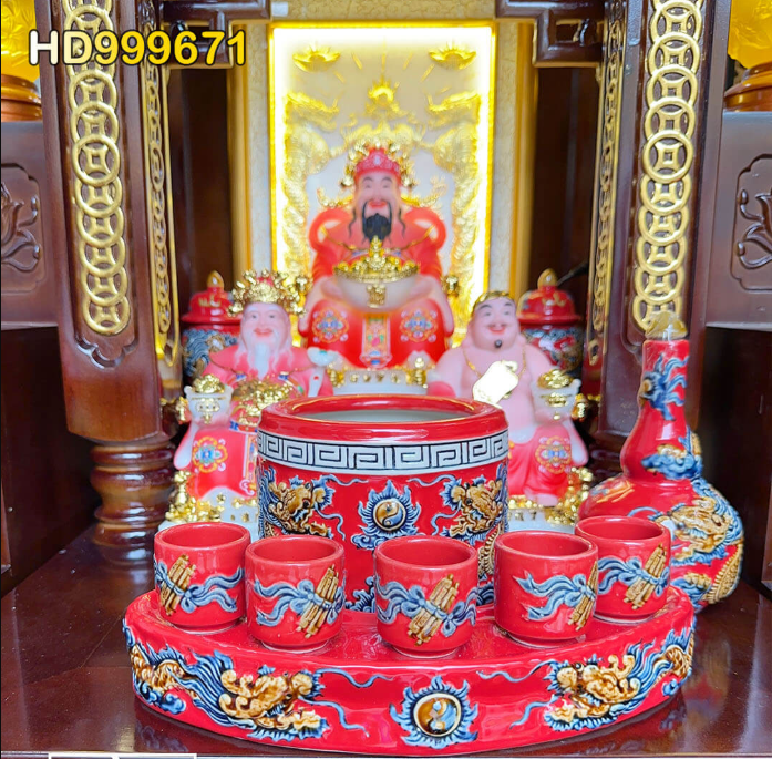 Bộ Bàn Thờ Thần Tài Mái Bằng Đồ Thờ Sứ Đỏ 2.png